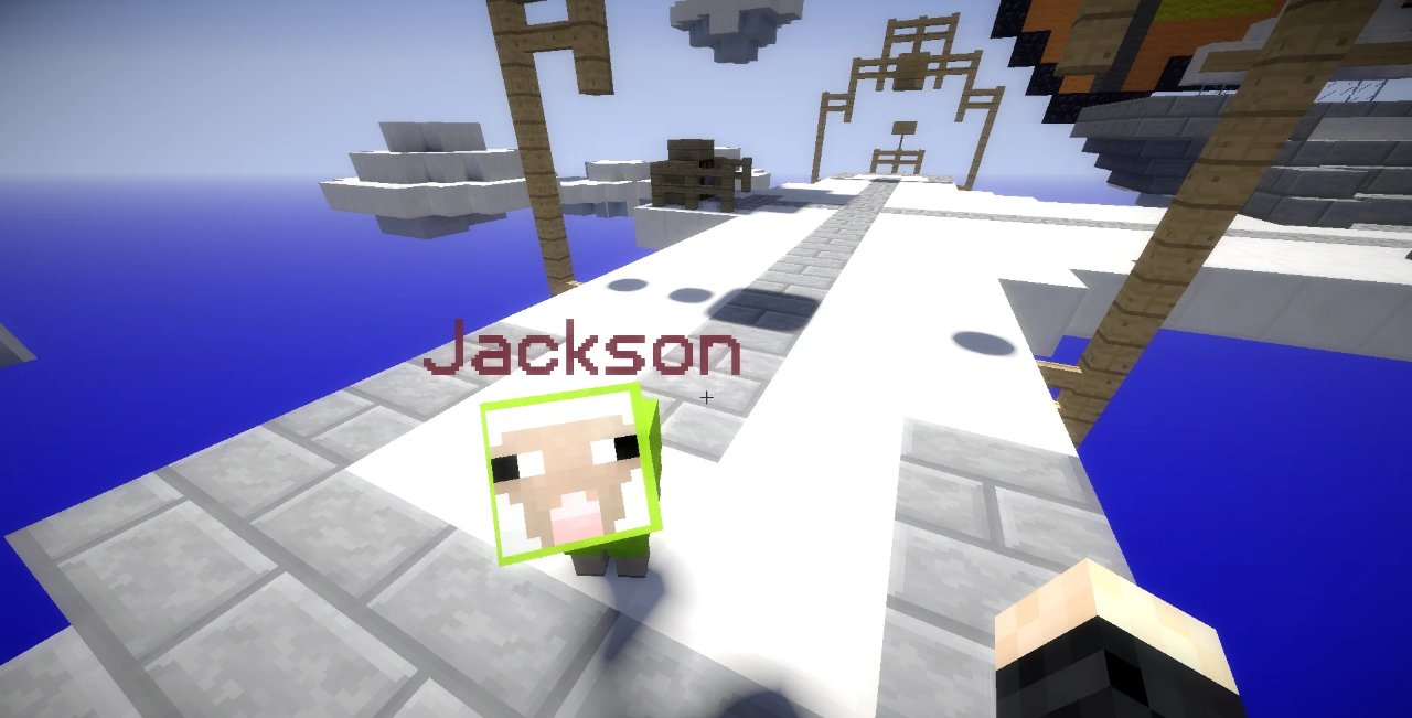 A lime green baby sheep pet named Jackson following its owner across the lobby