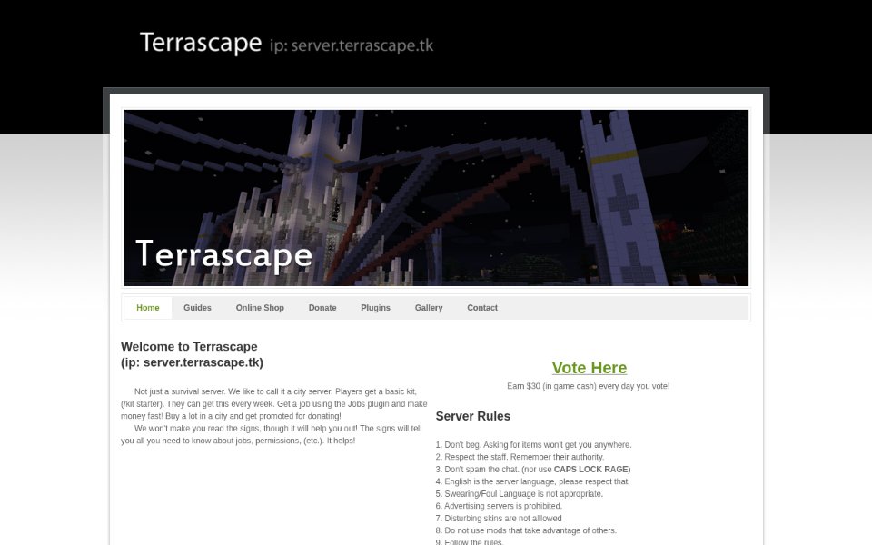 The TerraScape website in 2011