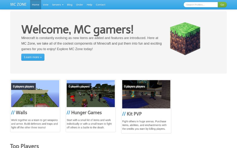 The MC Zone website in November 2012