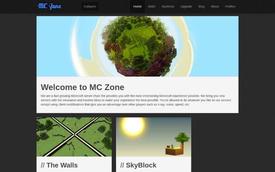 The MC Zone website in late 2012